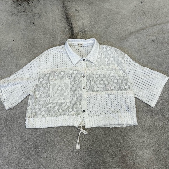 POL Tops - POL White Lace Cropped Blouse